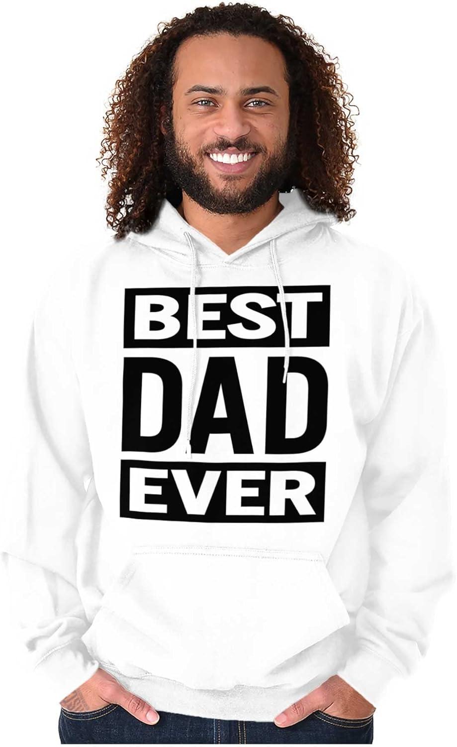 imageBrisco Brands Cool Best Dad Ever Fathers Day Hoodie Hooded Sweatshirt MenWhite