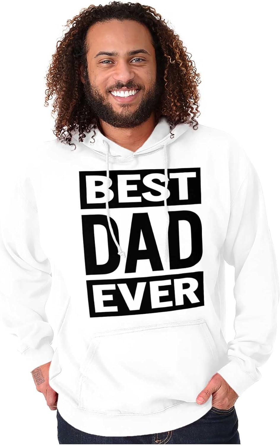 imageBrisco Brands Cool Best Dad Ever Fathers Day Hoodie Hooded Sweatshirt MenWhite