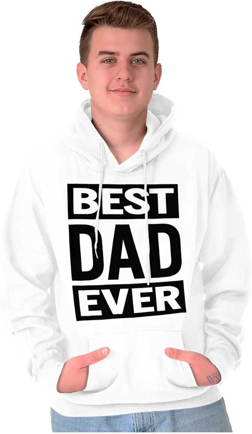 imageBrisco Brands Cool Best Dad Ever Fathers Day Hoodie Hooded Sweatshirt MenWhite