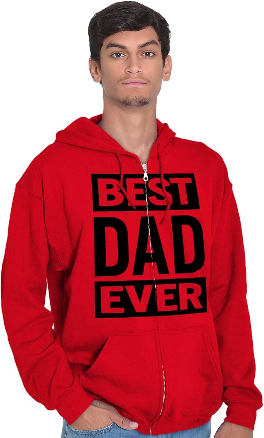 imageBrisco Brands Cool Best Dad Ever Fathers Day Zip Hoodie Sweatshirt MenRed