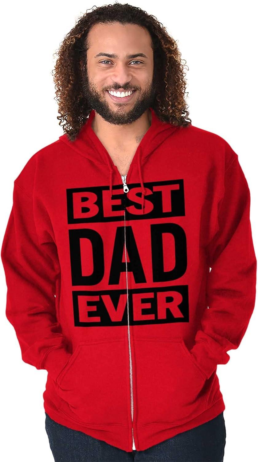 imageBrisco Brands Cool Best Dad Ever Fathers Day Zip Hoodie Sweatshirt MenRed