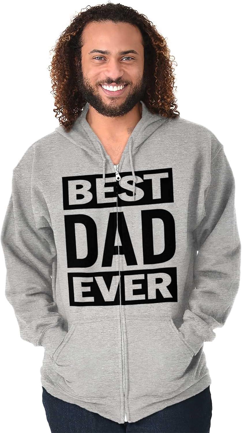 imageBrisco Brands Cool Best Dad Ever Fathers Day Zip Hoodie Sweatshirt MenSport Grey