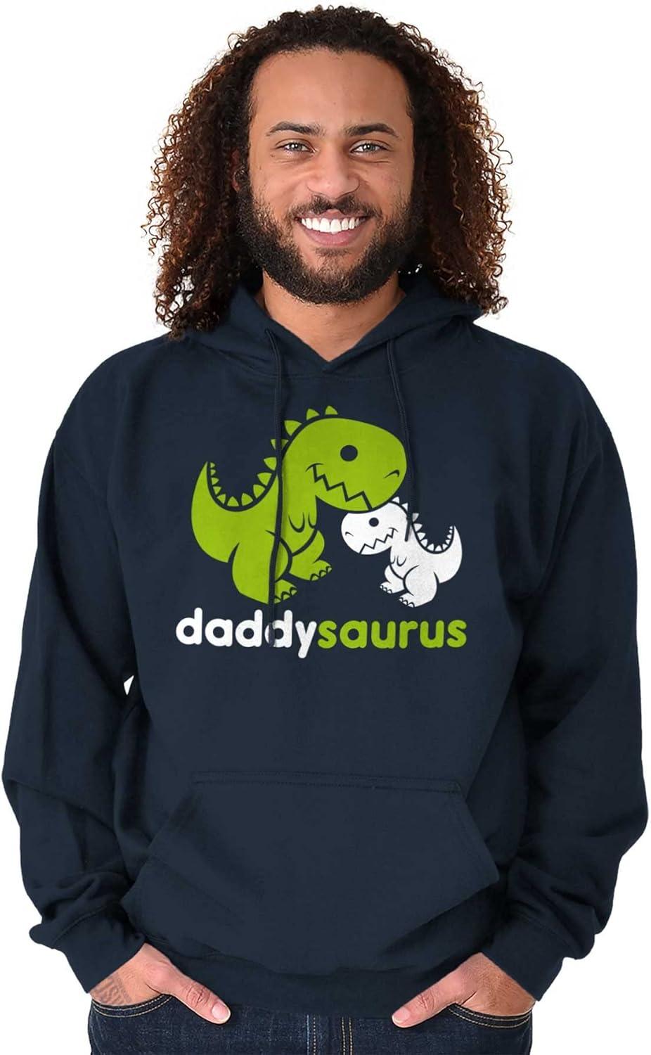 imageBrisco Brands Fathers Daddysaurus Trex Dinosaur Dad Hoodie Hooded Sweatshirt MenNavy