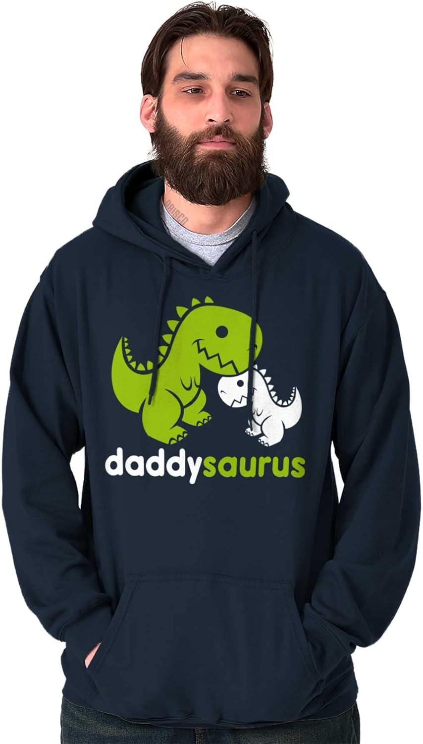 imageBrisco Brands Fathers Daddysaurus Trex Dinosaur Dad Hoodie Hooded Sweatshirt MenNavy