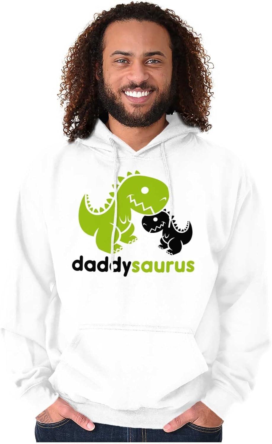 imageBrisco Brands Fathers Daddysaurus Trex Dinosaur Dad Hoodie Hooded Sweatshirt MenWhite