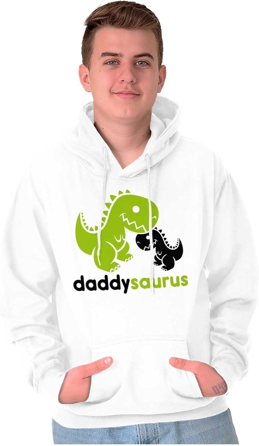 imageBrisco Brands Fathers Daddysaurus Trex Dinosaur Dad Hoodie Hooded Sweatshirt MenWhite
