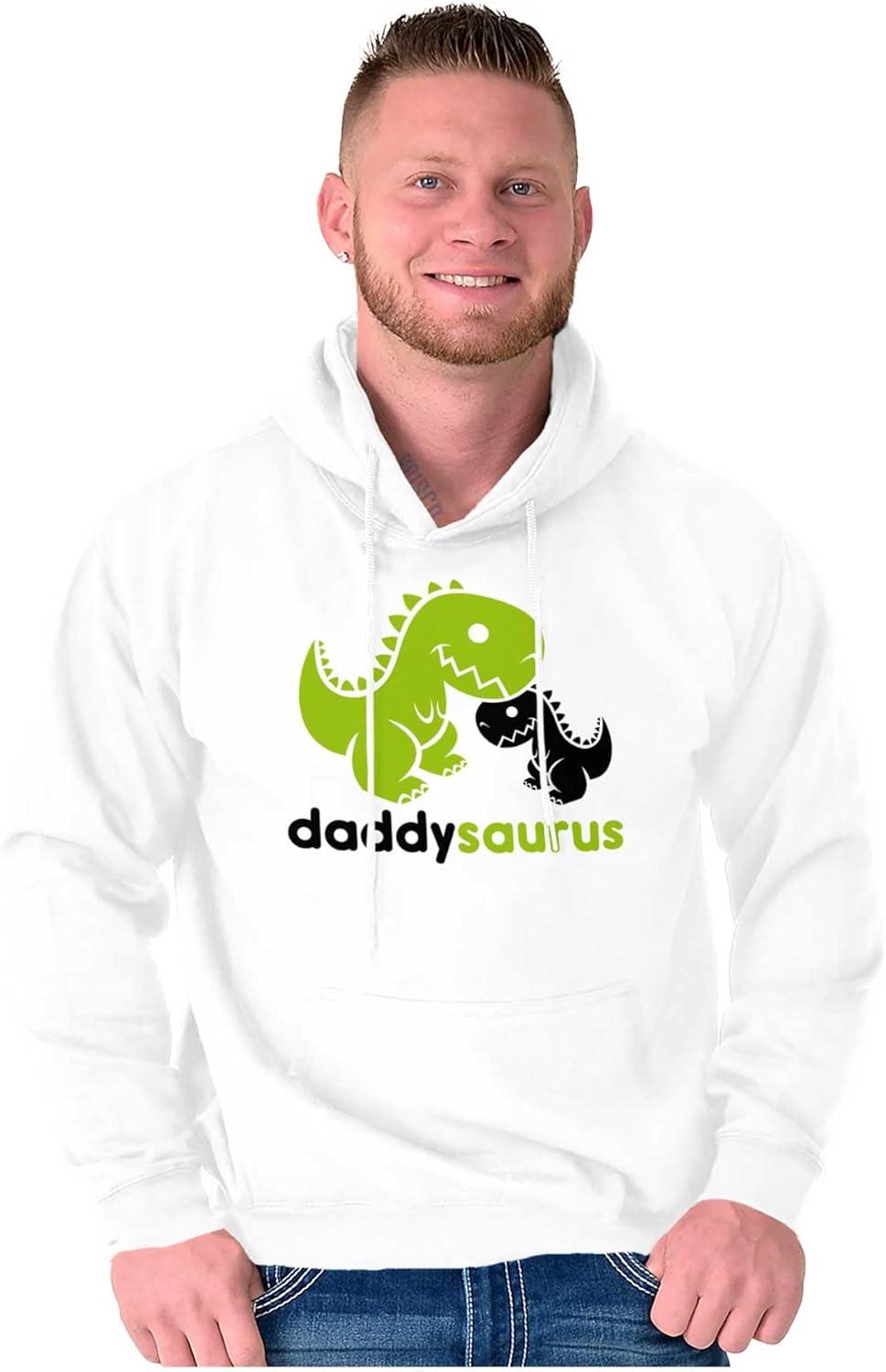 imageBrisco Brands Fathers Daddysaurus Trex Dinosaur Dad Hoodie Hooded Sweatshirt MenWhite