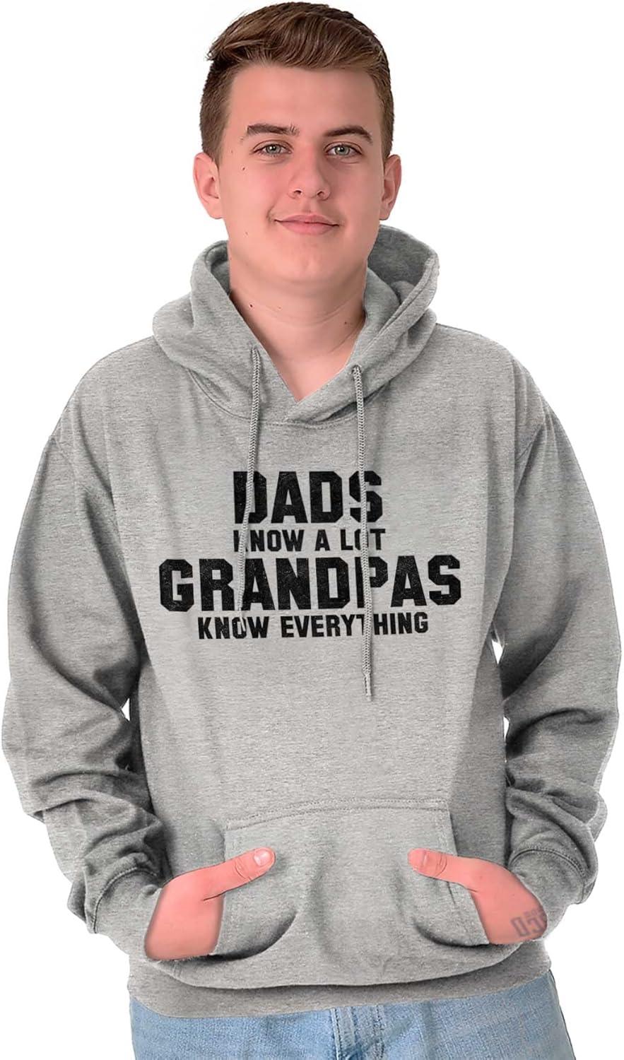 imageBrisco Brands Grandpa Knows Everything Grandfather Hoodie Hooded Sweatshirt MenSport Grey