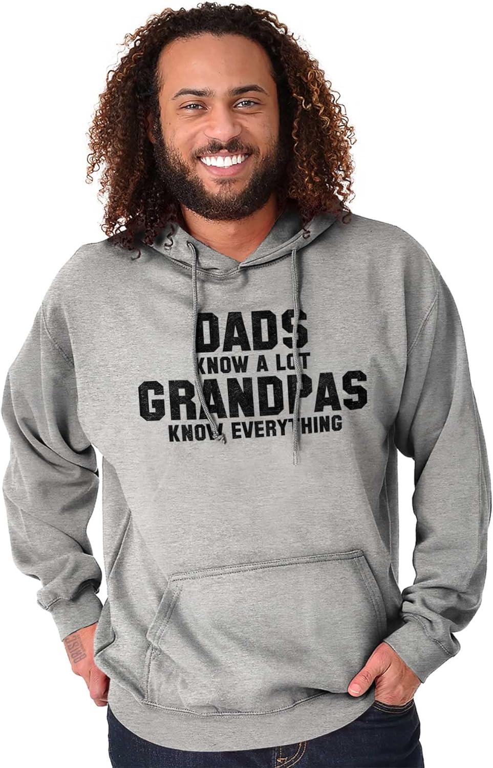 imageBrisco Brands Grandpa Knows Everything Grandfather Hoodie Hooded Sweatshirt MenSport Grey