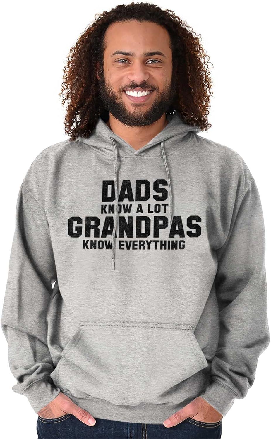 imageBrisco Brands Grandpa Knows Everything Grandfather Hoodie Hooded Sweatshirt MenSport Grey