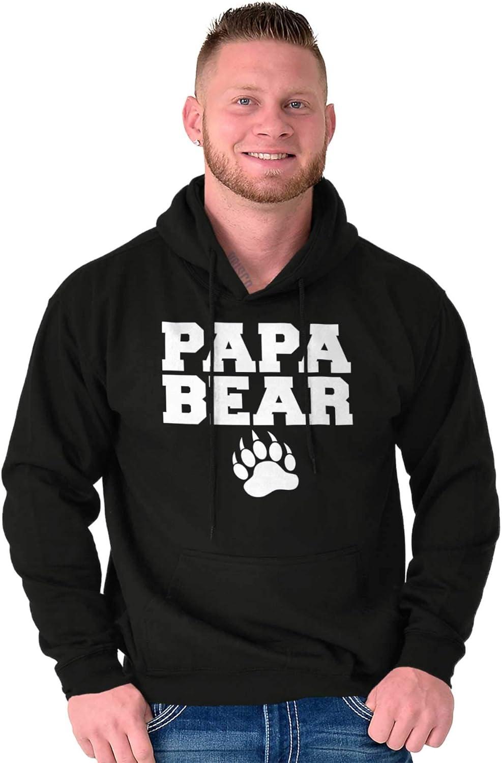 imageBrisco Brands Papa Bear Dad Fathers Day Pawprint Hoodie Hooded Sweatshirt MenBlack