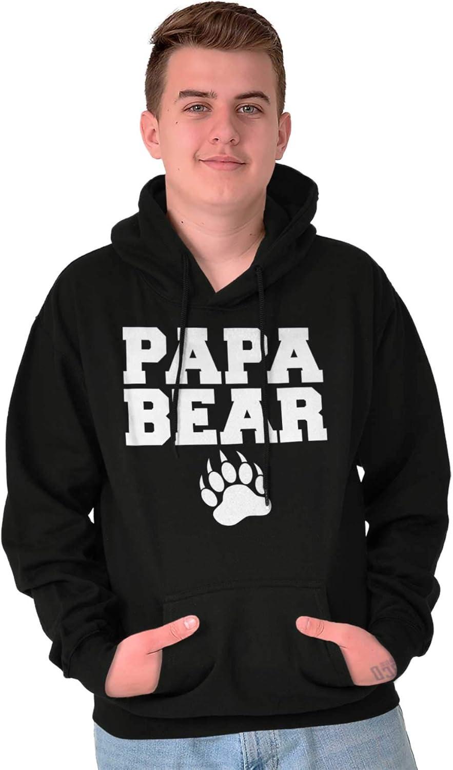 imageBrisco Brands Papa Bear Dad Fathers Day Pawprint Hoodie Hooded Sweatshirt MenBlack