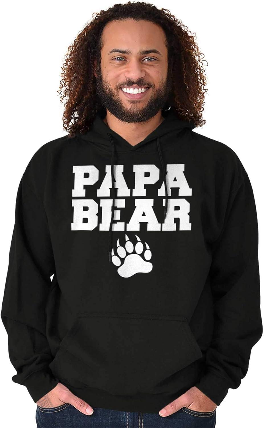 imageBrisco Brands Papa Bear Dad Fathers Day Pawprint Hoodie Hooded Sweatshirt MenBlack