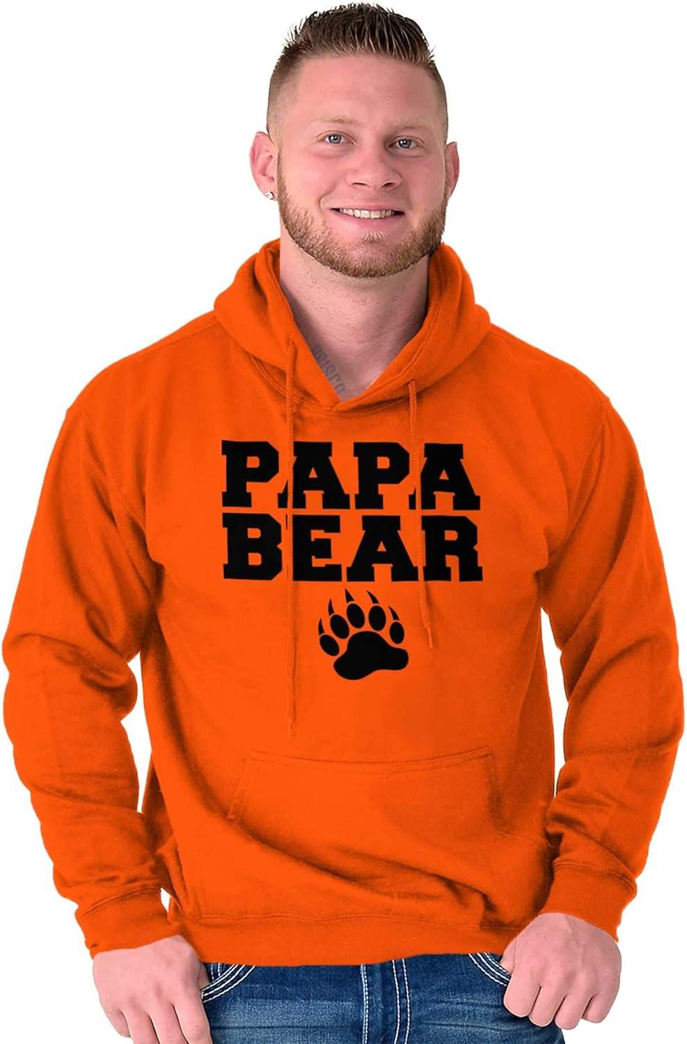 imageBrisco Brands Papa Bear Dad Fathers Day Pawprint Hoodie Hooded Sweatshirt MenOrange