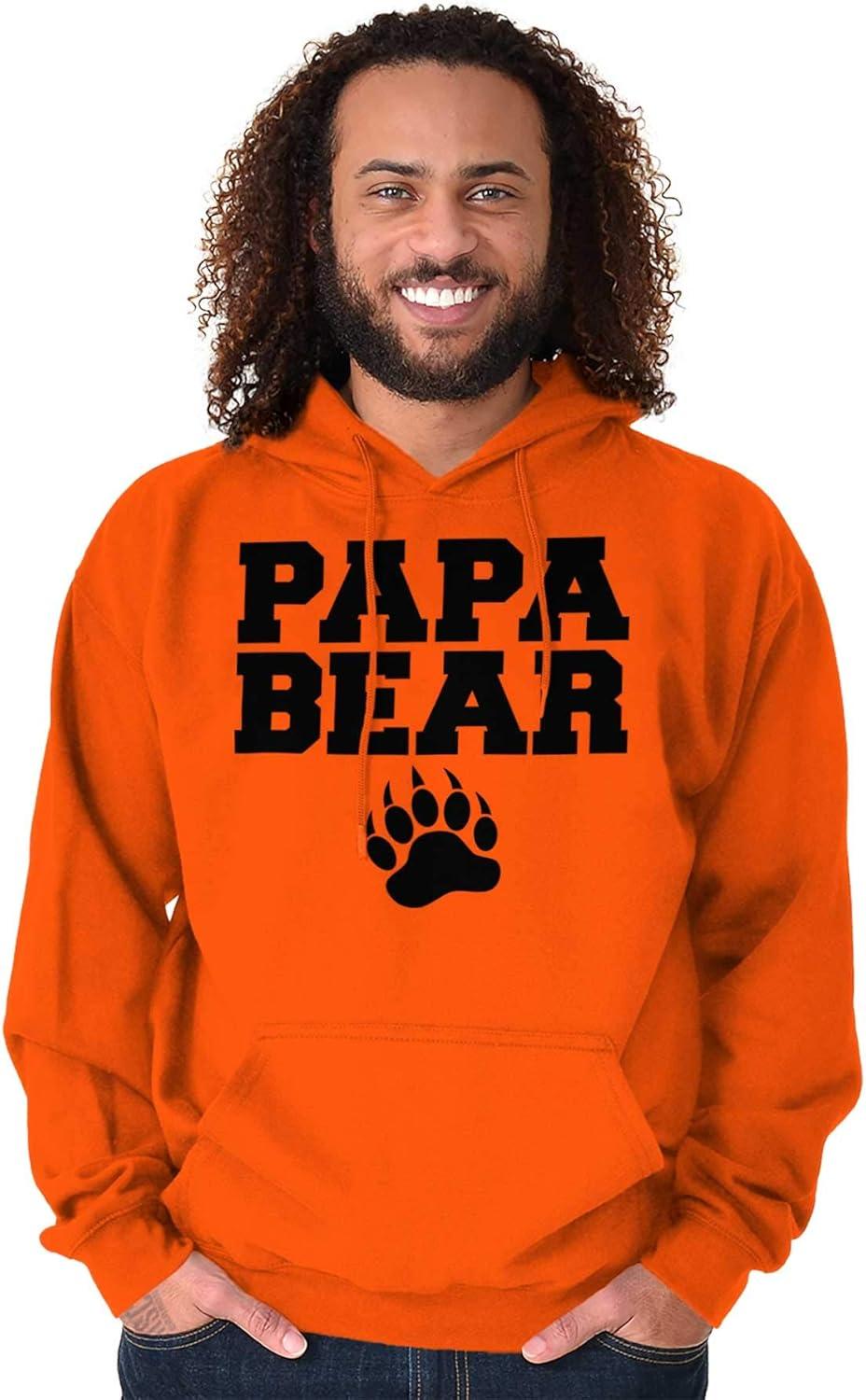 imageBrisco Brands Papa Bear Dad Fathers Day Pawprint Hoodie Hooded Sweatshirt MenOrange