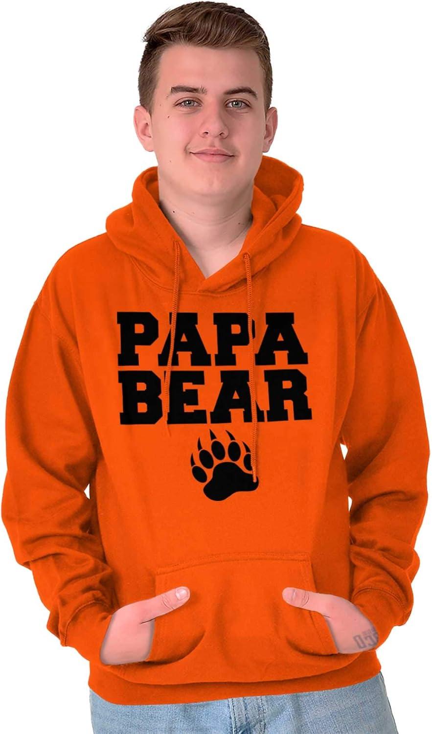 imageBrisco Brands Papa Bear Dad Fathers Day Pawprint Hoodie Hooded Sweatshirt MenOrange