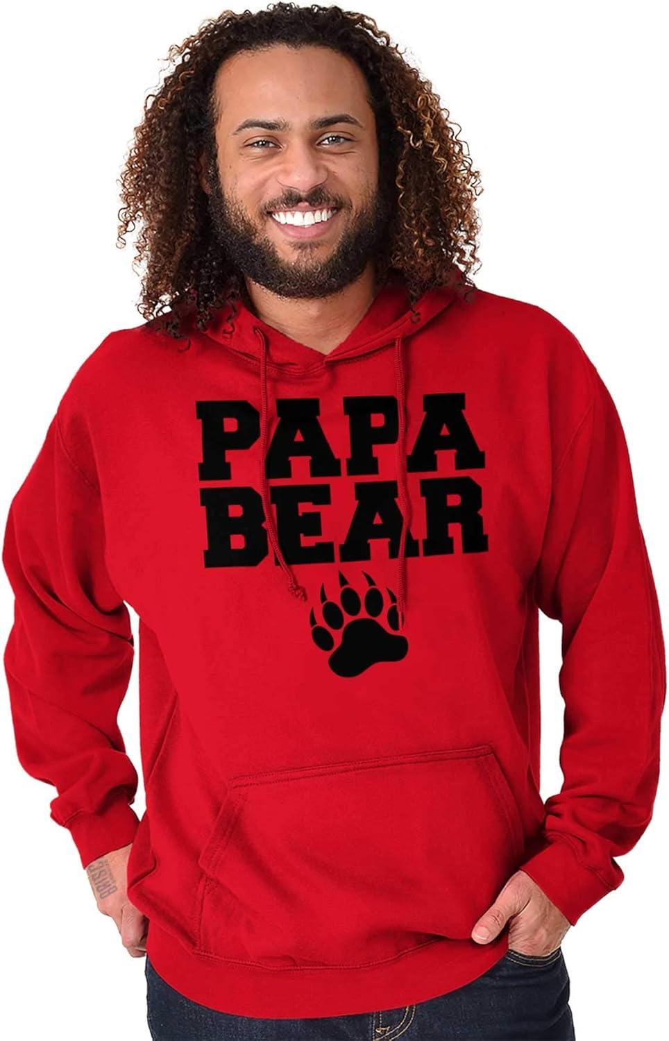 imageBrisco Brands Papa Bear Dad Fathers Day Pawprint Hoodie Hooded Sweatshirt MenRed