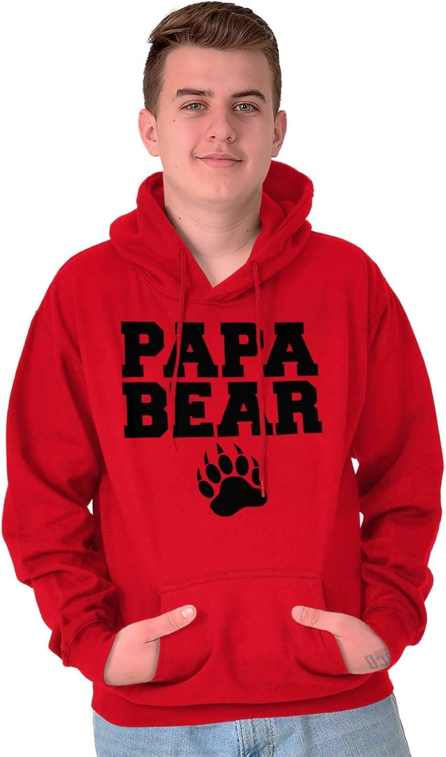 imageBrisco Brands Papa Bear Dad Fathers Day Pawprint Hoodie Hooded Sweatshirt MenRed