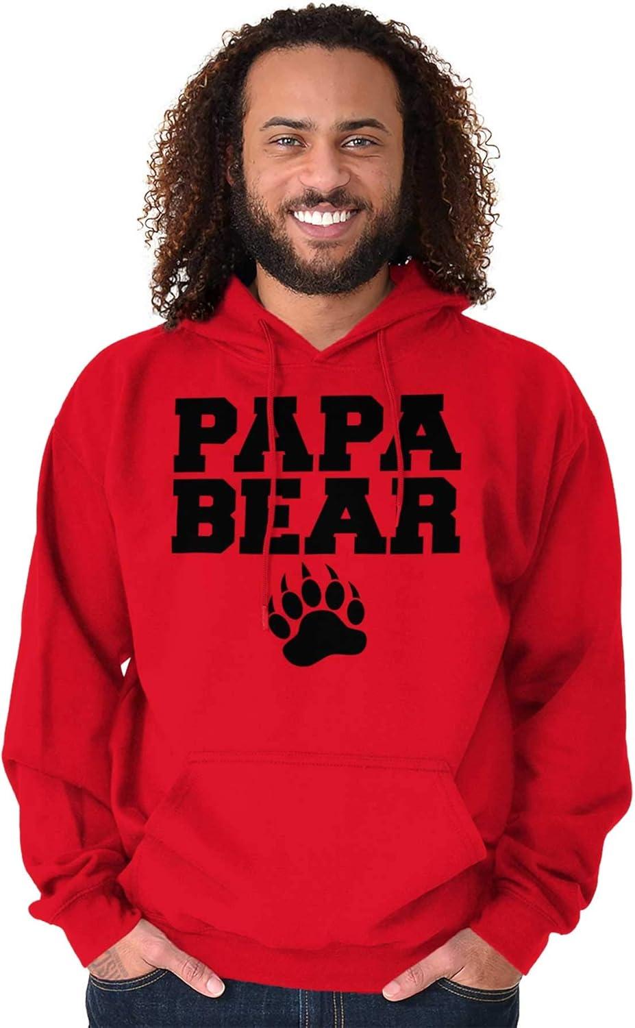 imageBrisco Brands Papa Bear Dad Fathers Day Pawprint Hoodie Hooded Sweatshirt MenRed