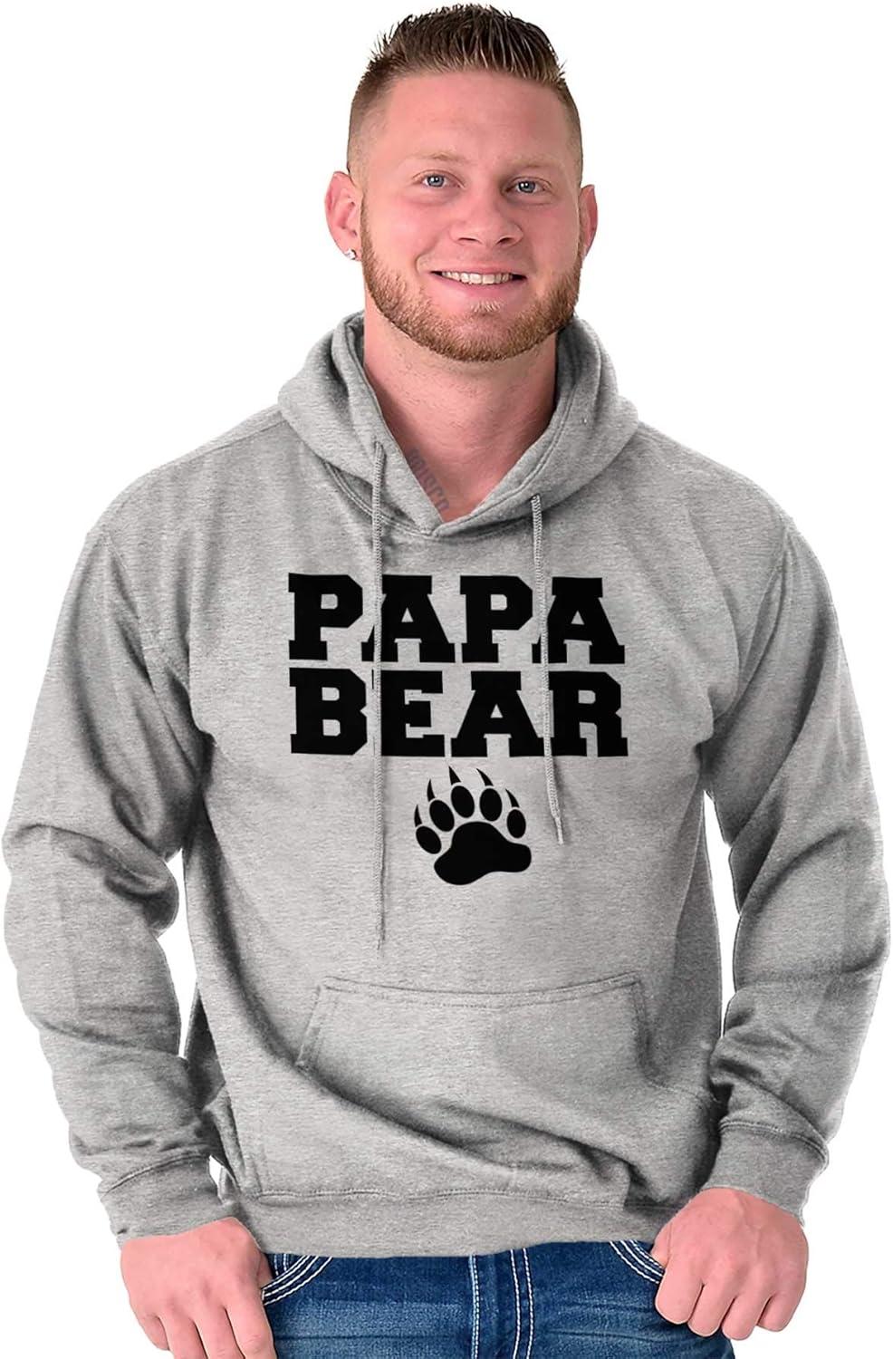imageBrisco Brands Papa Bear Dad Fathers Day Pawprint Hoodie Hooded Sweatshirt MenSport Grey