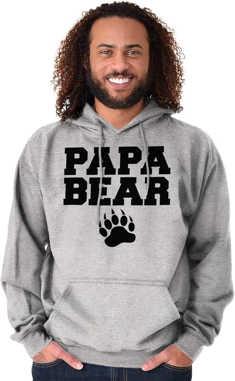 imageBrisco Brands Papa Bear Dad Fathers Day Pawprint Hoodie Hooded Sweatshirt MenSport Grey