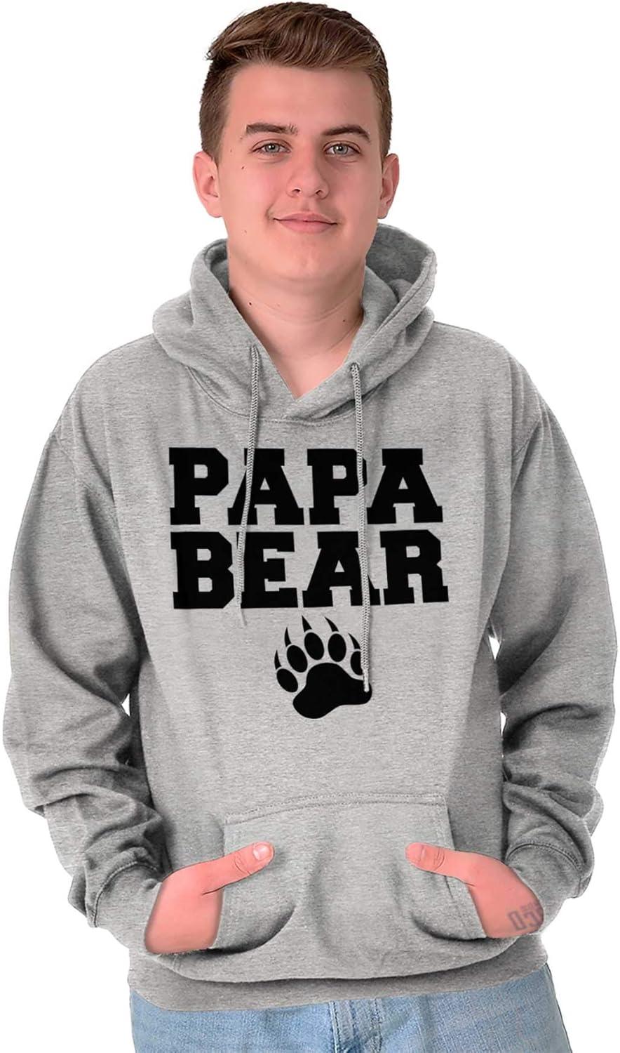 imageBrisco Brands Papa Bear Dad Fathers Day Pawprint Hoodie Hooded Sweatshirt MenSport Grey