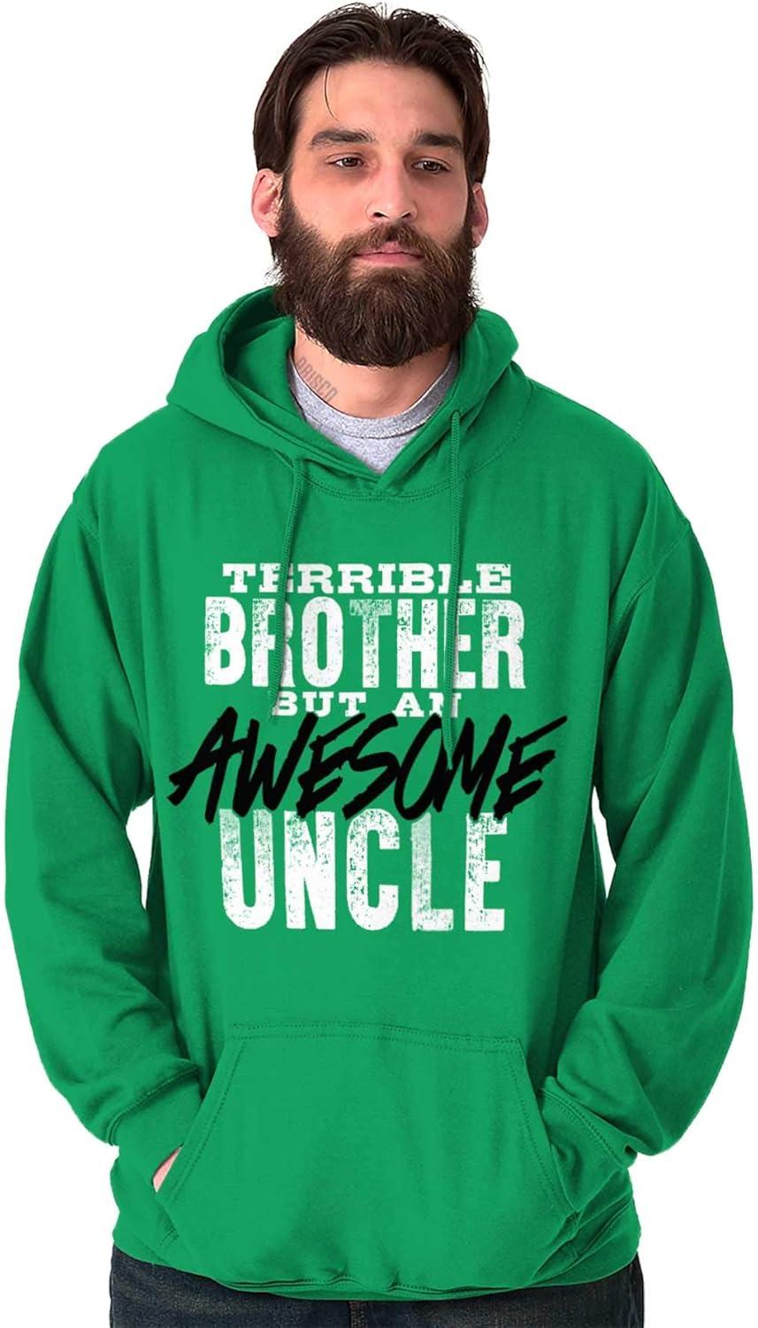 imageBrisco Brands Terrible Brother Awesome Uncle Hoodie Hooded Sweatshirt MenIrish Green