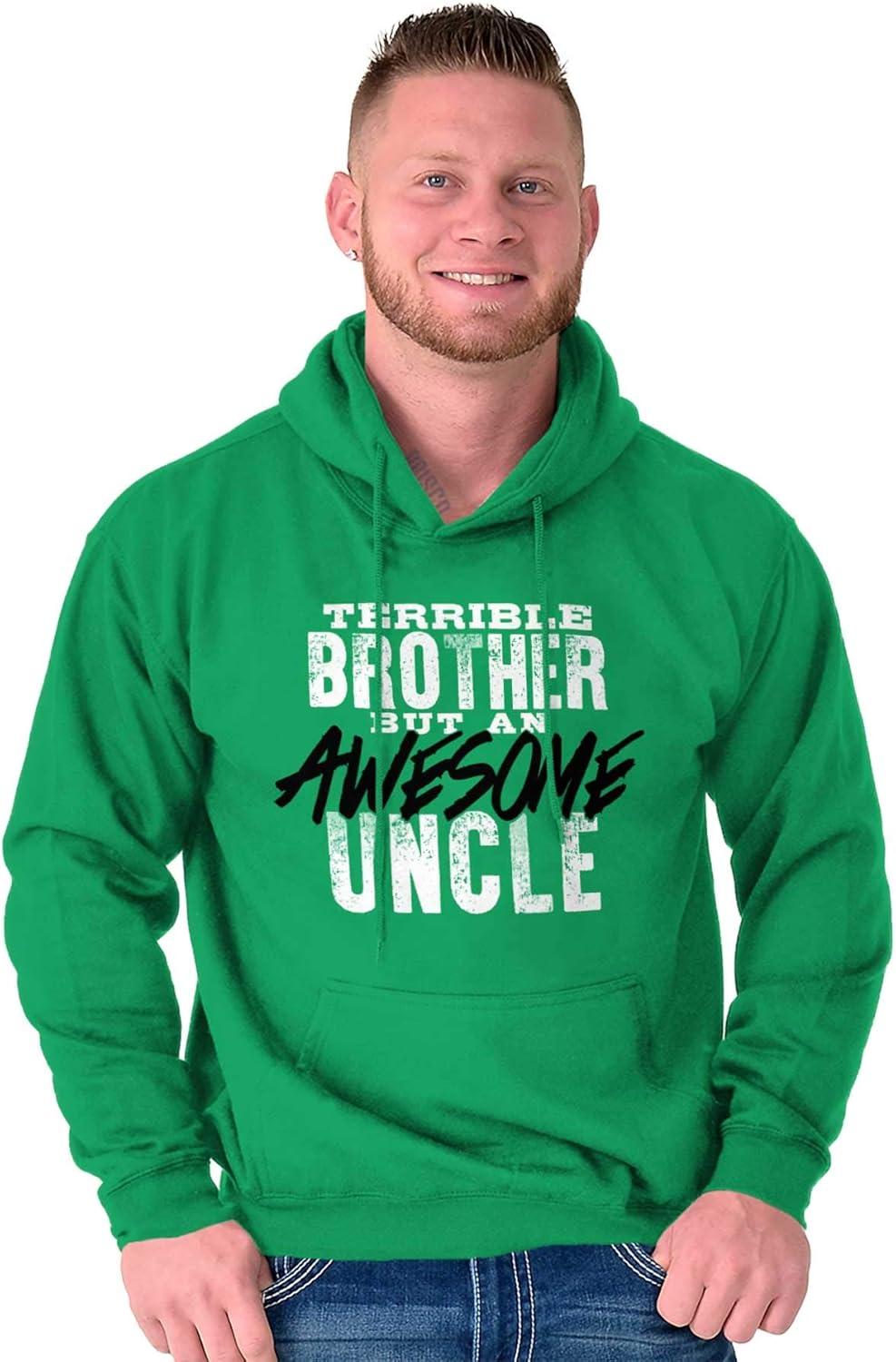 imageBrisco Brands Terrible Brother Awesome Uncle Hoodie Hooded Sweatshirt MenIrish Green