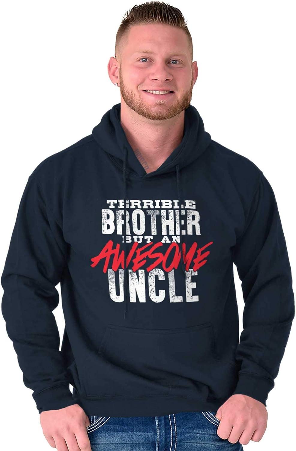 imageBrisco Brands Terrible Brother Awesome Uncle Hoodie Hooded Sweatshirt MenNavy