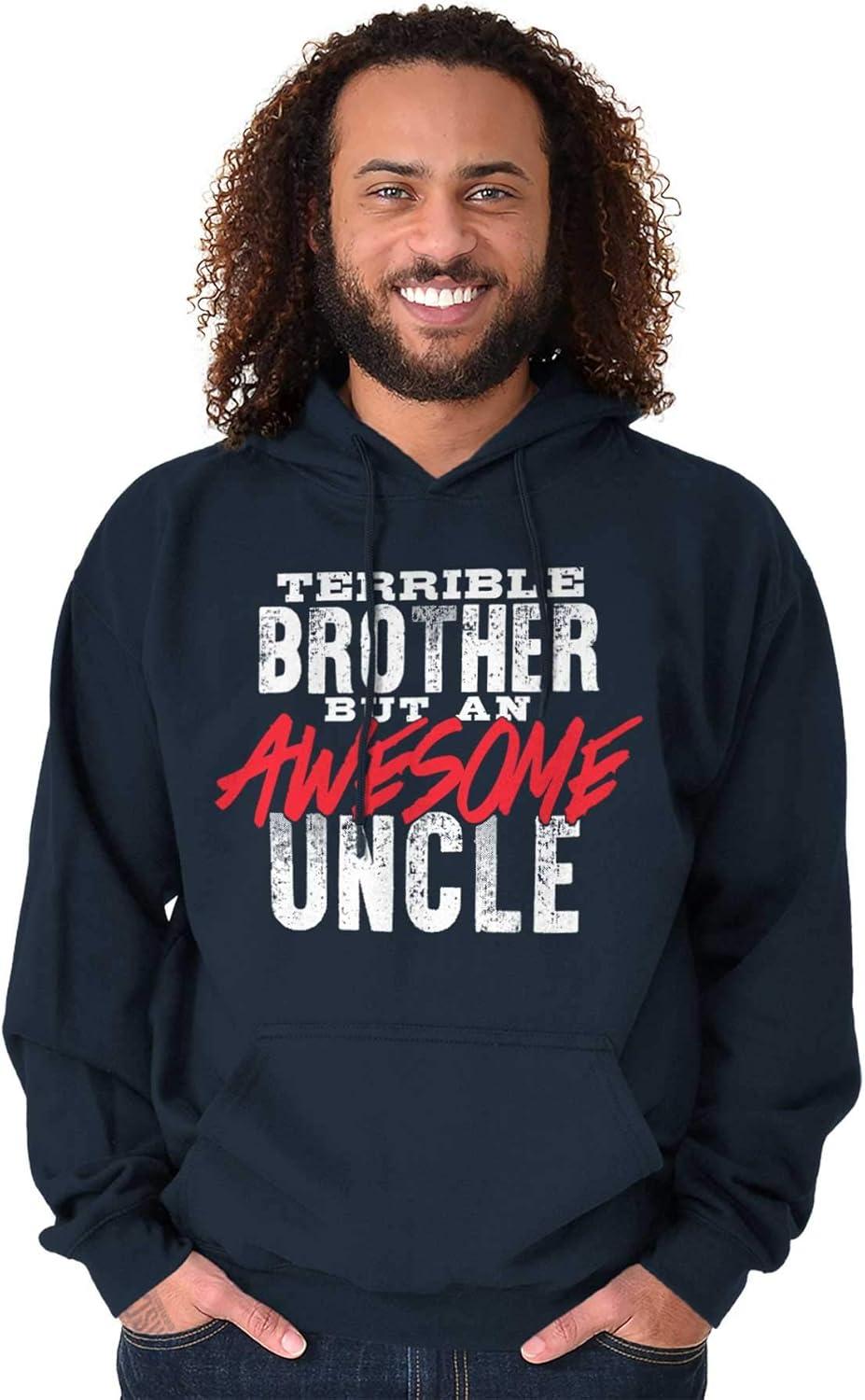 imageBrisco Brands Terrible Brother Awesome Uncle Hoodie Hooded Sweatshirt MenNavy