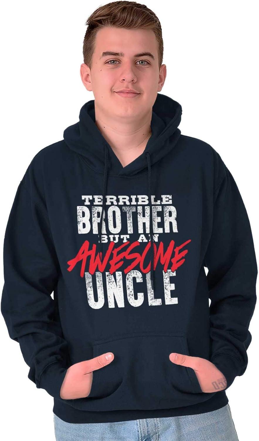 imageBrisco Brands Terrible Brother Awesome Uncle Hoodie Hooded Sweatshirt MenNavy