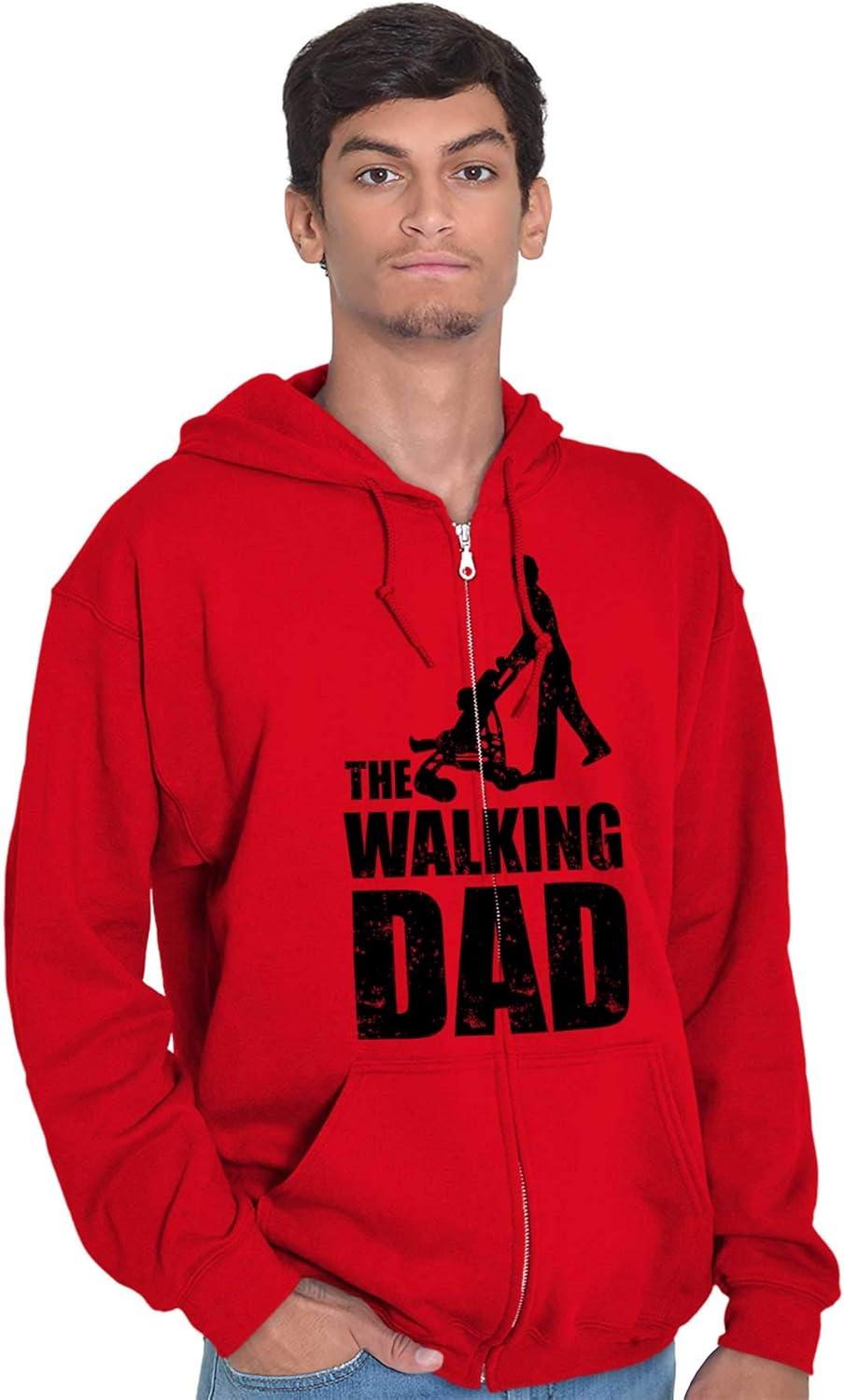 imageBrisco Brands Walking Dad Nerdy Zombie Movie Lover Zip Hoodie Sweatshirt MenRed