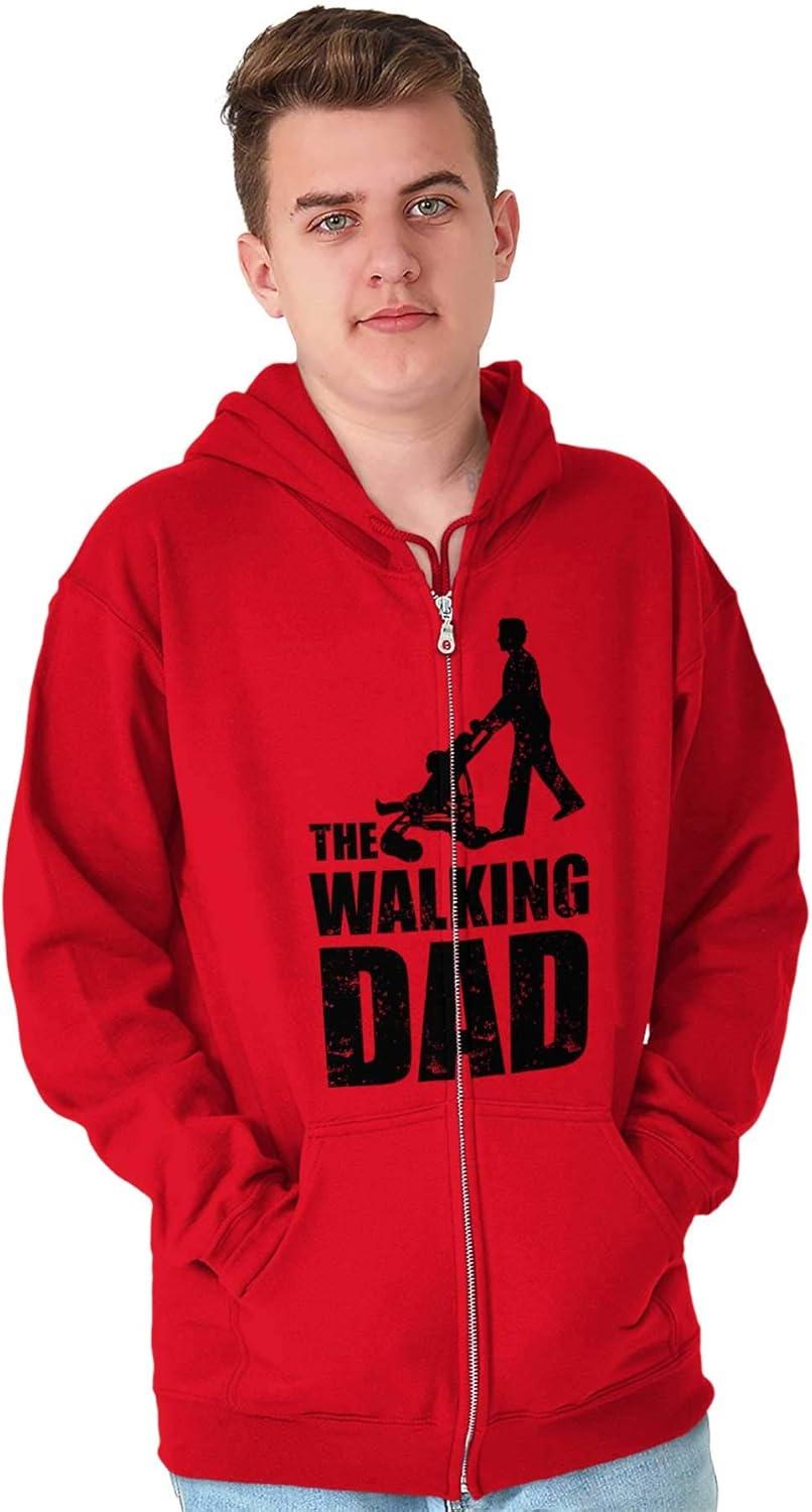imageBrisco Brands Walking Dad Nerdy Zombie Movie Lover Zip Hoodie Sweatshirt MenRed