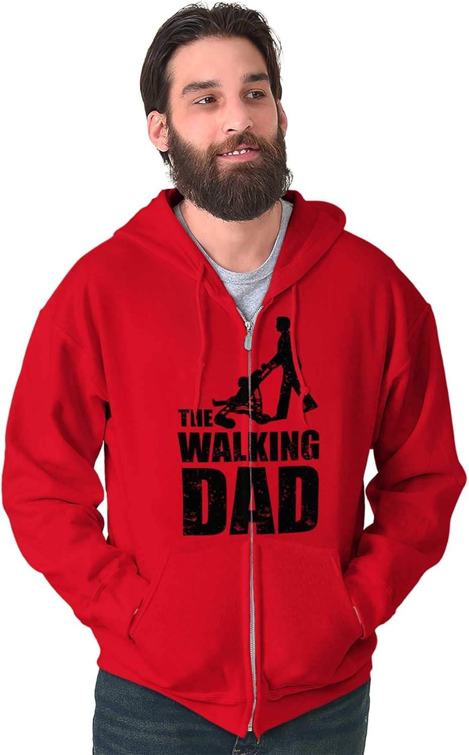 imageBrisco Brands Walking Dad Nerdy Zombie Movie Lover Zip Hoodie Sweatshirt MenRed