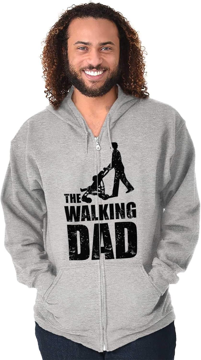 imageBrisco Brands Walking Dad Nerdy Zombie Movie Lover Zip Hoodie Sweatshirt MenSport Grey