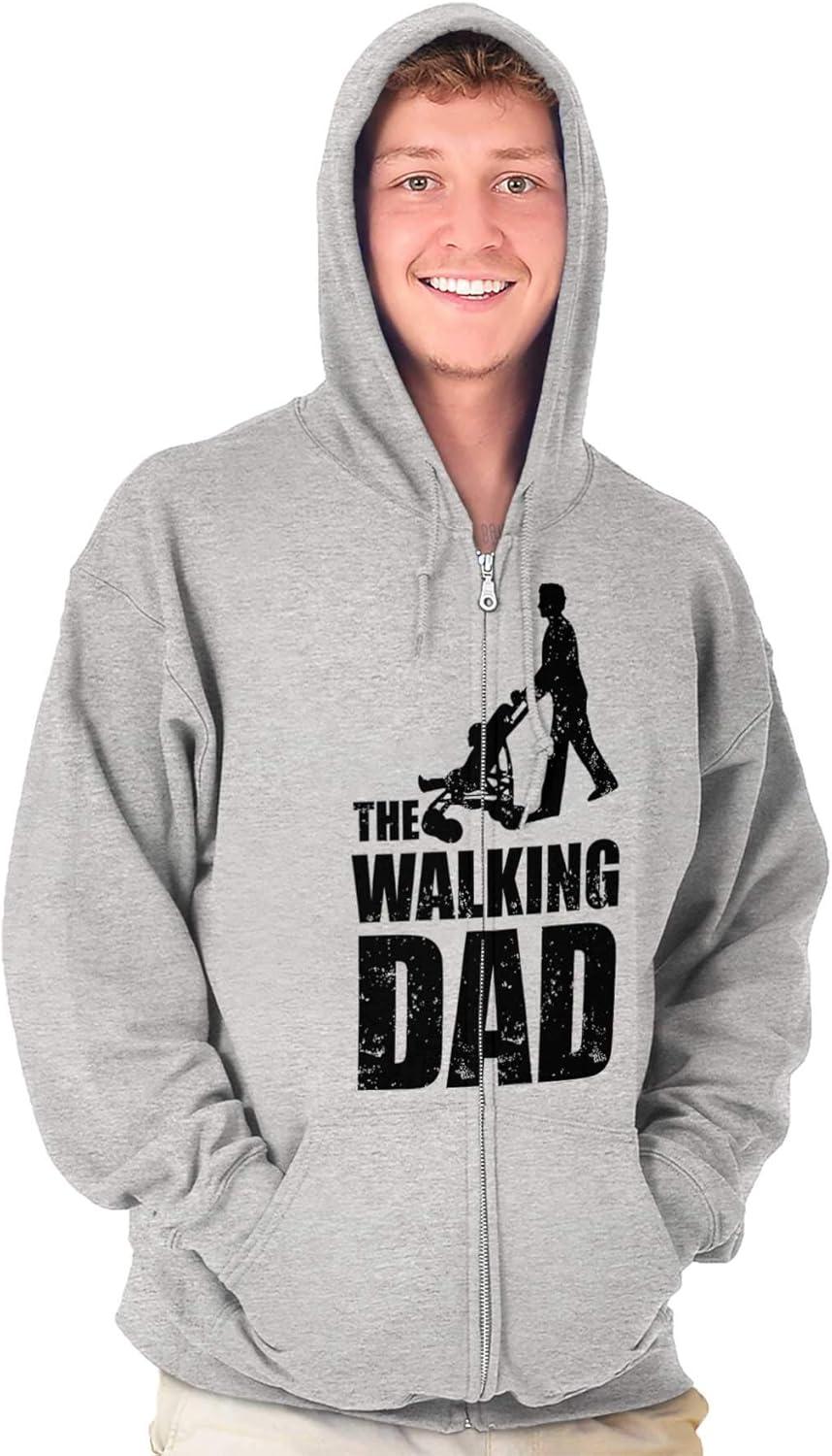 imageBrisco Brands Walking Dad Nerdy Zombie Movie Lover Zip Hoodie Sweatshirt MenSport Grey