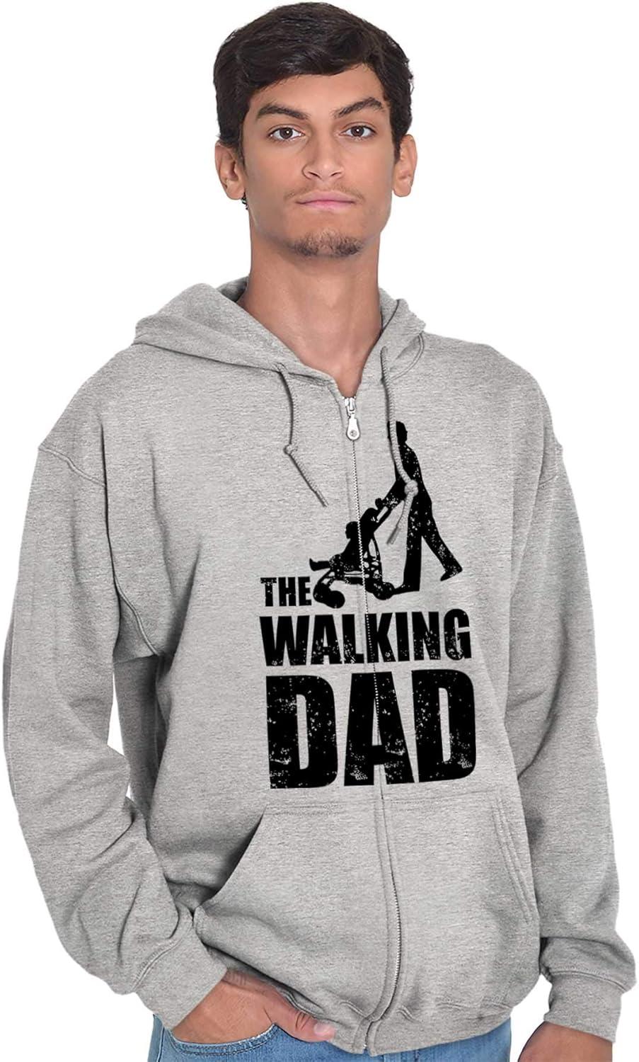 imageBrisco Brands Walking Dad Nerdy Zombie Movie Lover Zip Hoodie Sweatshirt MenSport Grey