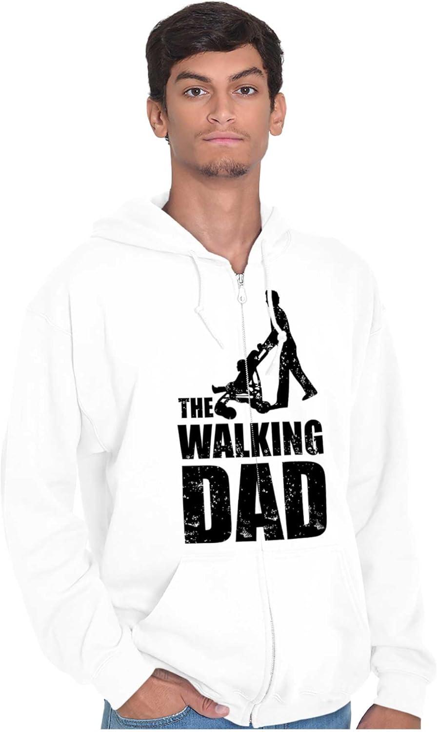 imageBrisco Brands Walking Dad Nerdy Zombie Movie Lover Zip Hoodie Sweatshirt MenWhite