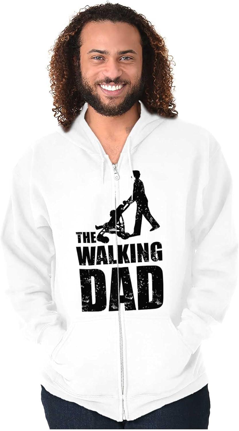 imageBrisco Brands Walking Dad Nerdy Zombie Movie Lover Zip Hoodie Sweatshirt MenWhite