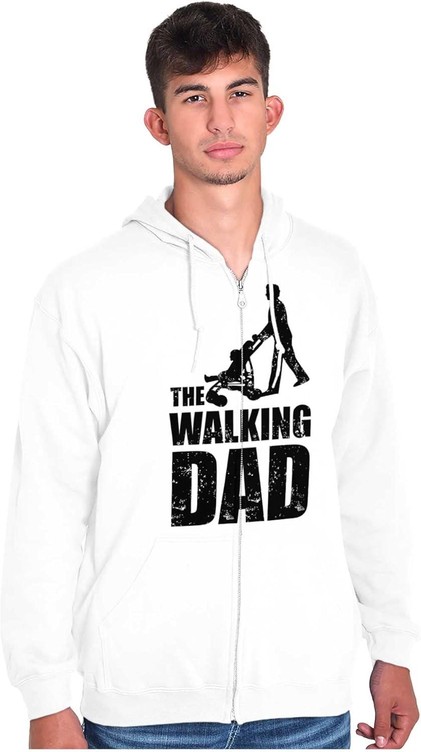 imageBrisco Brands Walking Dad Nerdy Zombie Movie Lover Zip Hoodie Sweatshirt MenWhite