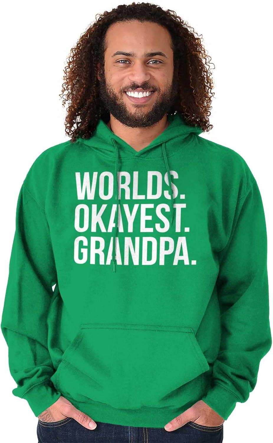 imageBrisco Brands Worlds Okayest Grandpa Funny Hoodie Hooded Sweatshirt MenIrish Green