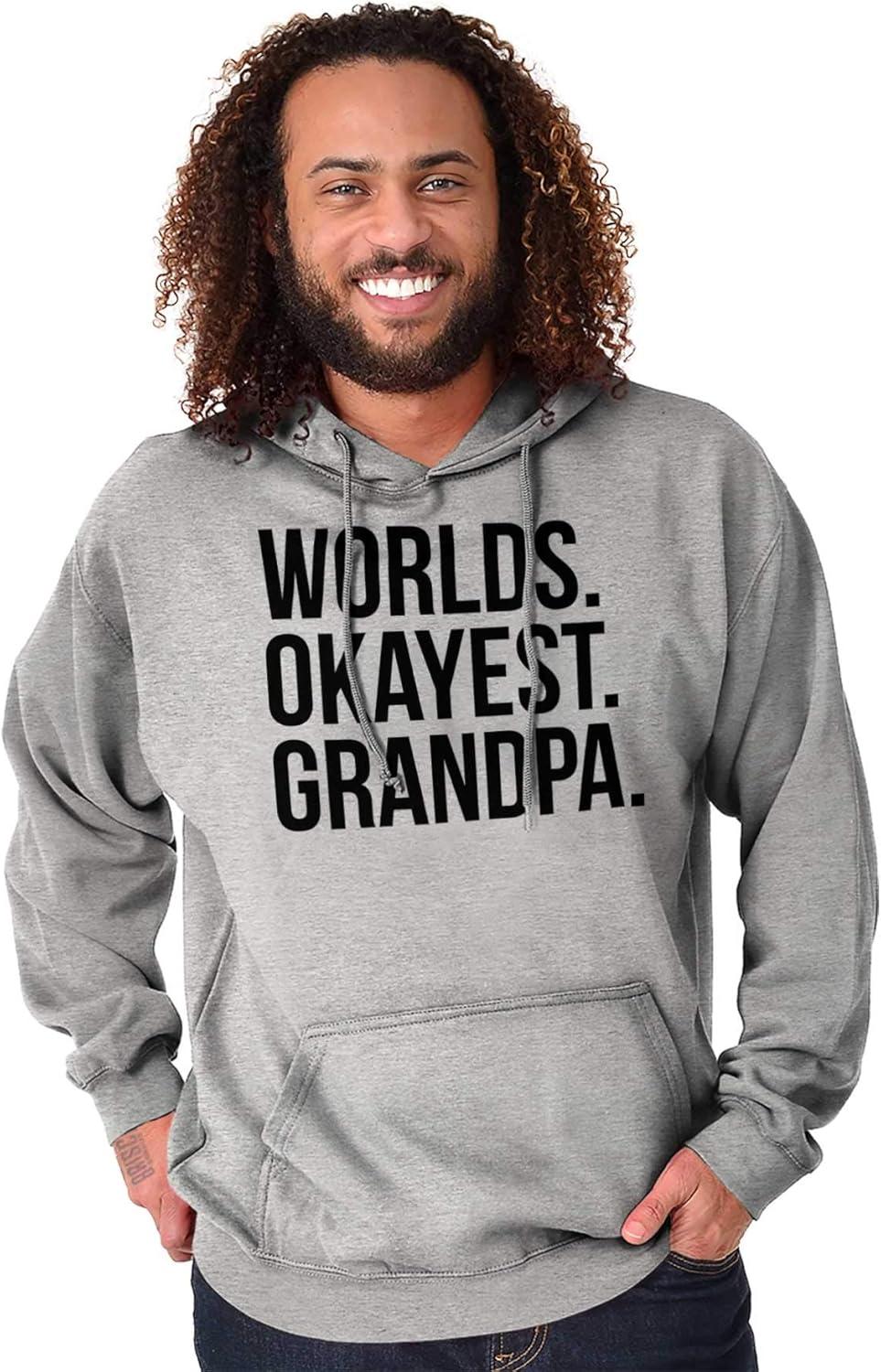 imageBrisco Brands Worlds Okayest Grandpa Funny Hoodie Hooded Sweatshirt MenSport Grey