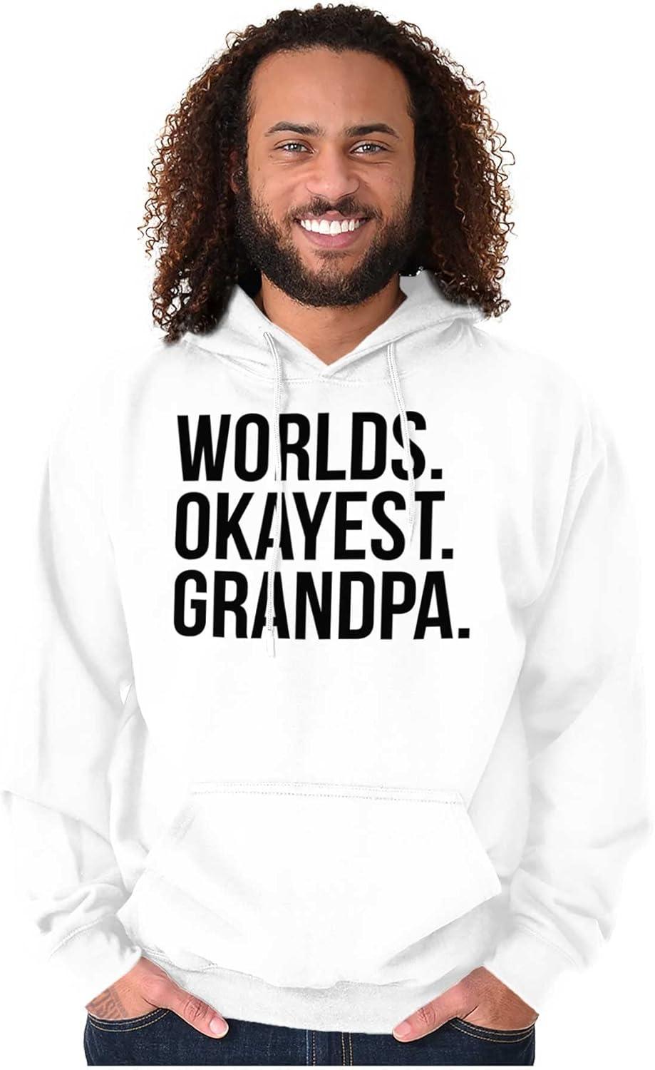 imageBrisco Brands Worlds Okayest Grandpa Funny Hoodie Hooded Sweatshirt MenWhite