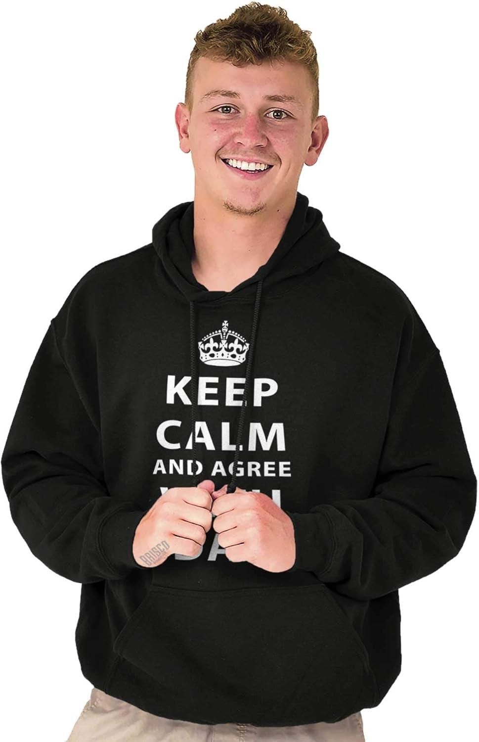 imageClassic Teaze Keep Calm And Agree With Dad Crown Hoodie Hooded Sweatshirt MenBlack