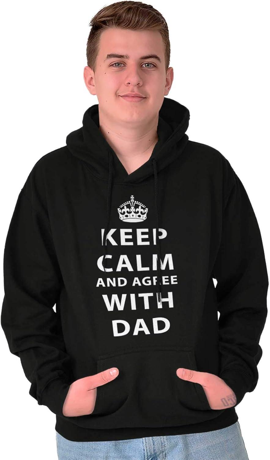 imageClassic Teaze Keep Calm And Agree With Dad Crown Hoodie Hooded Sweatshirt MenBlack