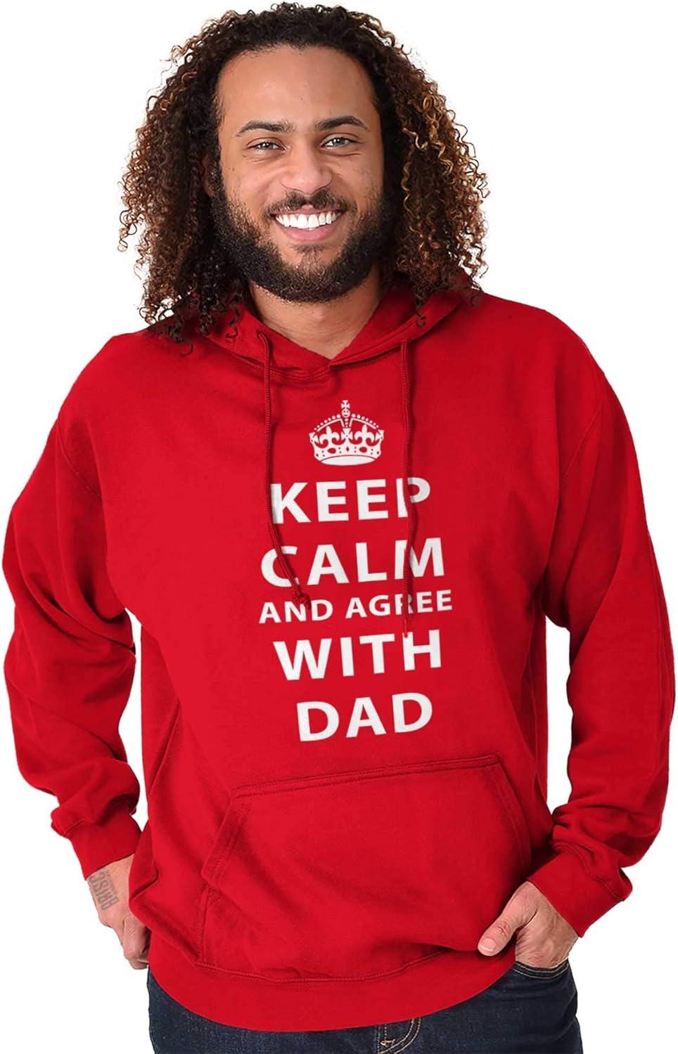 imageClassic Teaze Keep Calm And Agree With Dad Crown Hoodie Hooded Sweatshirt MenRed