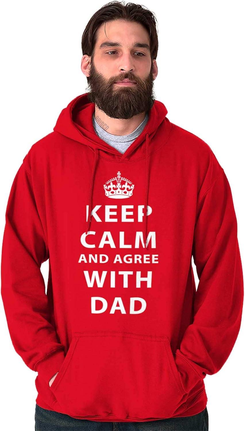 imageClassic Teaze Keep Calm And Agree With Dad Crown Hoodie Hooded Sweatshirt MenRed