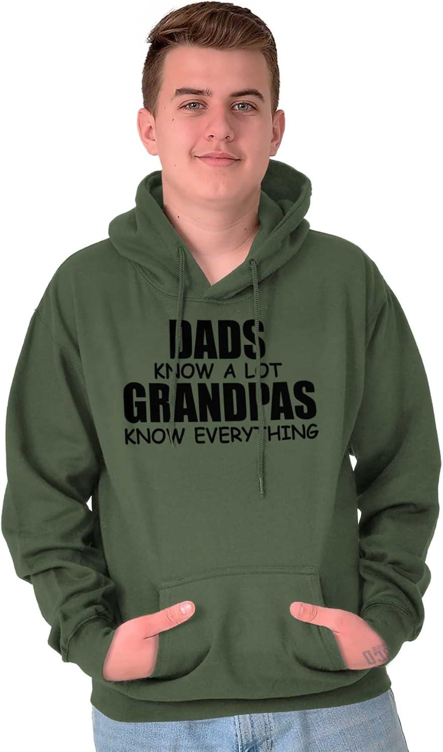 imageDad Knows A lot Grandpa Everything Hoodie Hooded Sweatshirt MenMilitary Green