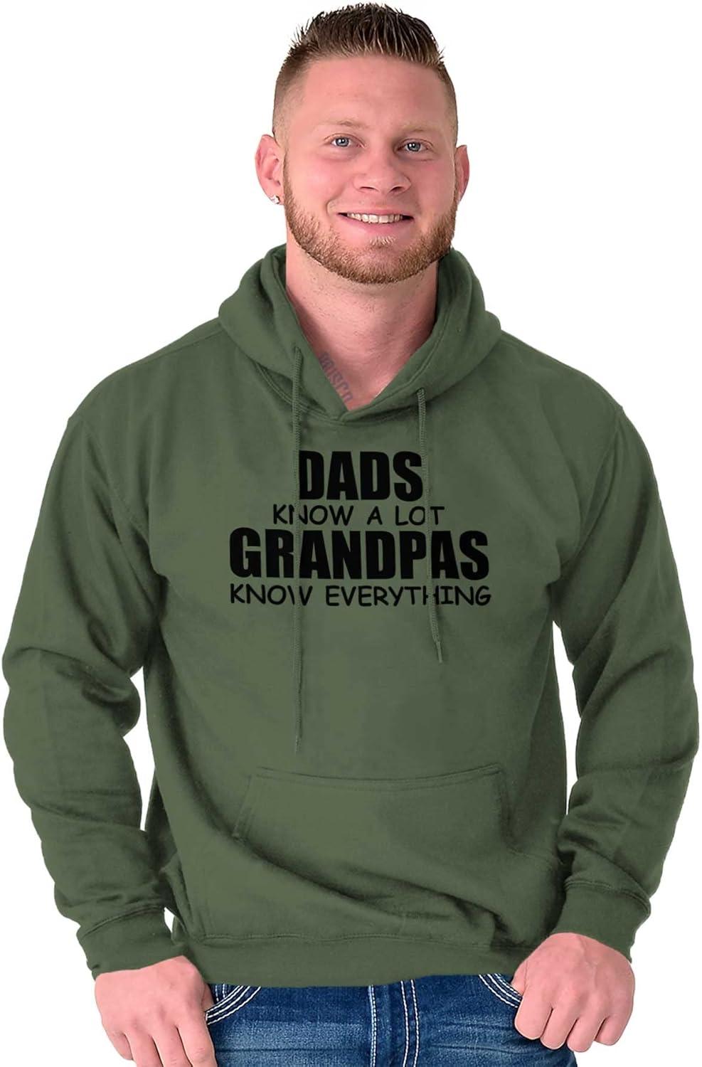 imageDad Knows A lot Grandpa Everything Hoodie Hooded Sweatshirt MenMilitary Green
