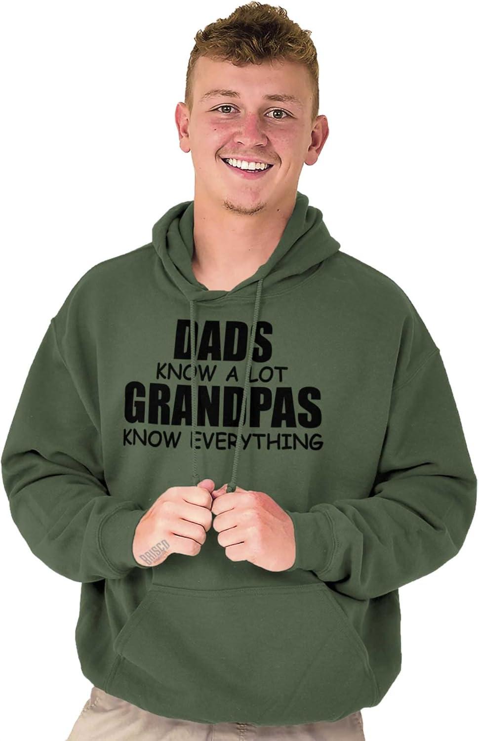 imageDad Knows A lot Grandpa Everything Hoodie Hooded Sweatshirt MenMilitary Green